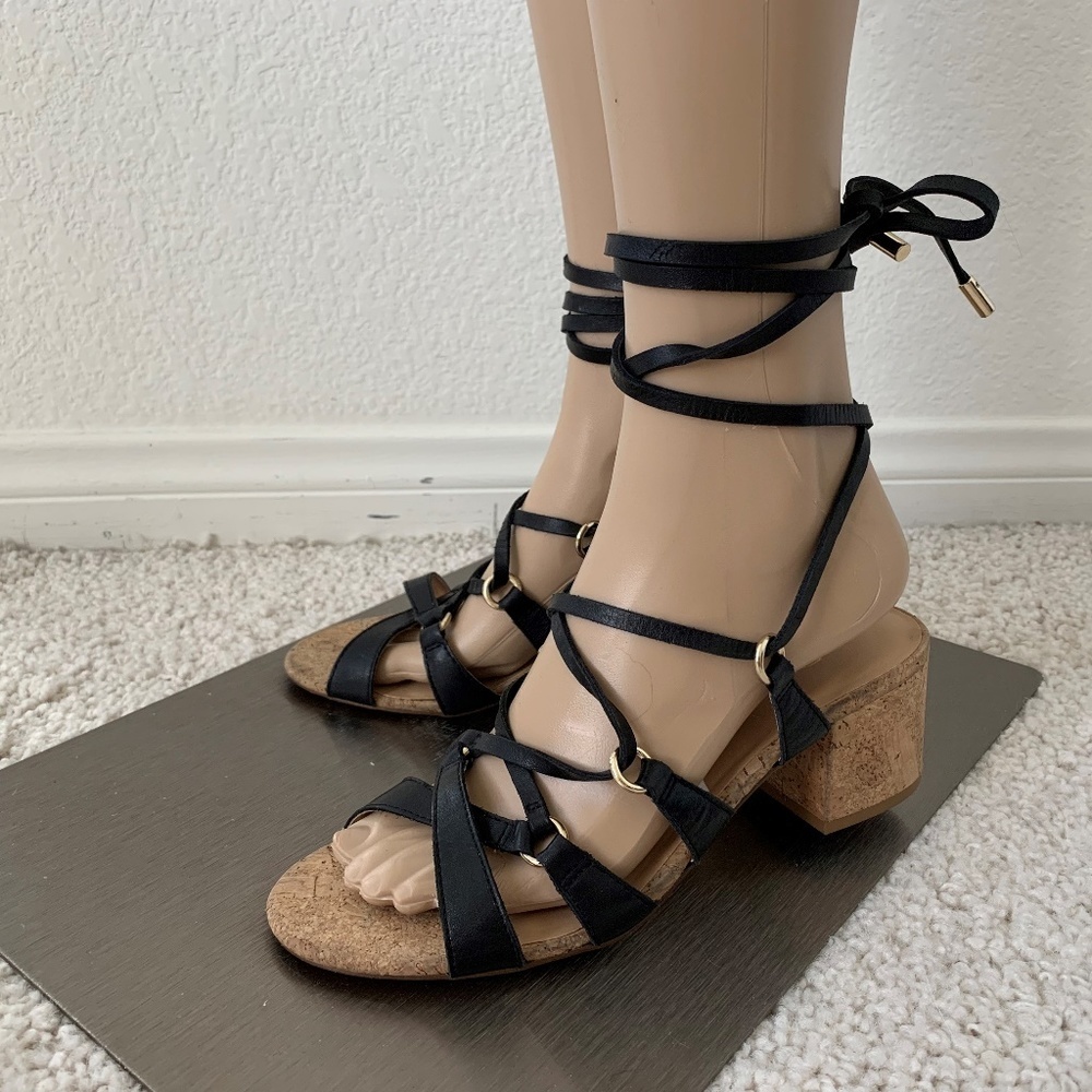 ♡ ALDO ♡ Sandals open toe heel wedges 7.5 black